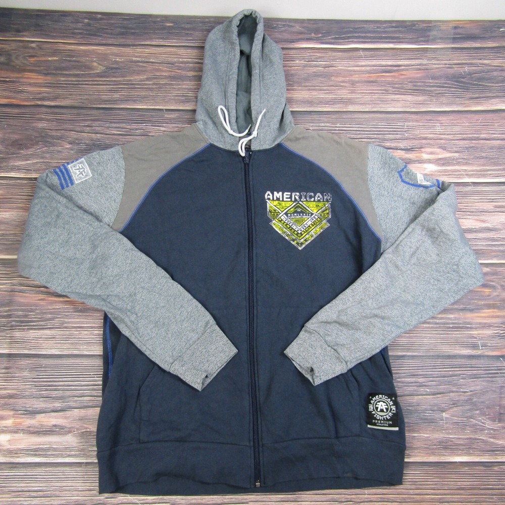 American Fighter Hoodie Mens Medium Navy Blue Gray Full Zip Athletic‎ II15-58